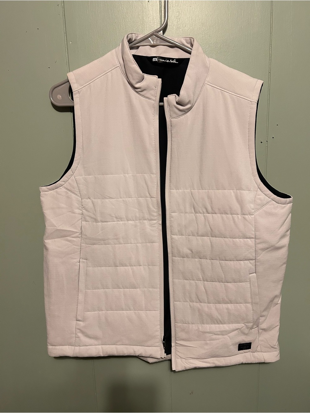 Travis Mathew Men's Quilted Vest in Light Gray and Black